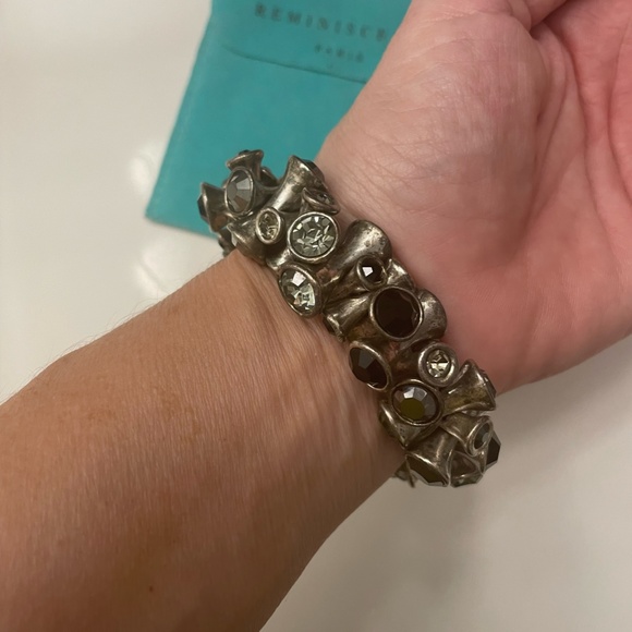 Reminiscence Paris Silver Black Grey Stretch Rocker Bracelet - Picture 3 of 7